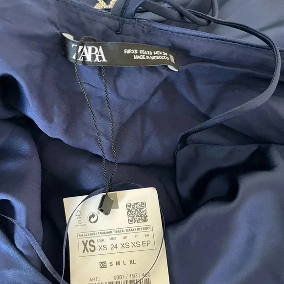 Zara blue back jewel strap satin midi dress - Picture 8 of 11